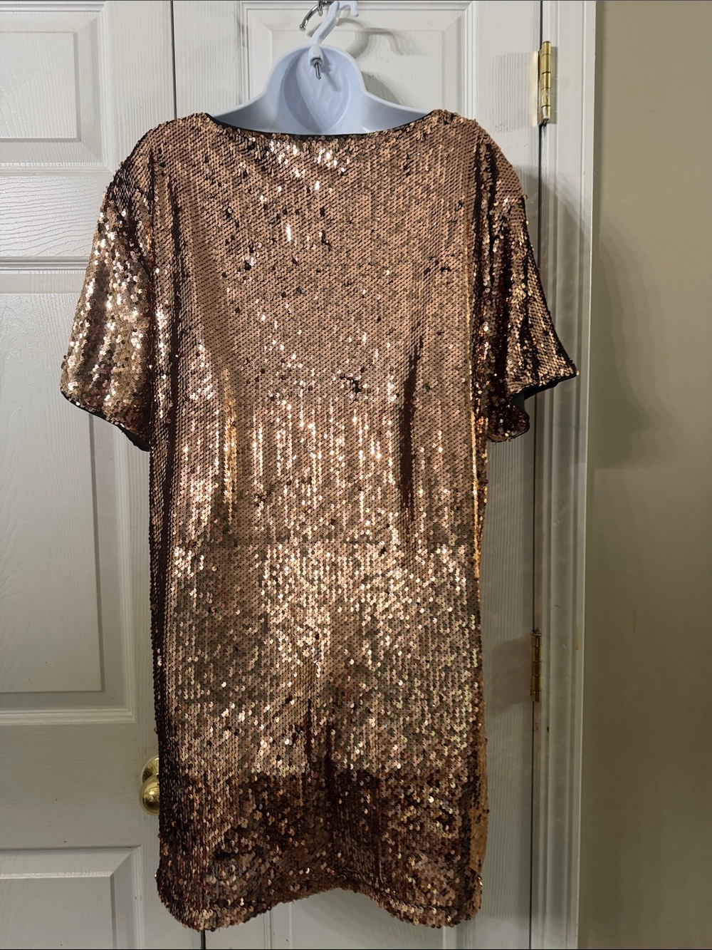 Hot & Delicious Rose Gold Sequin Shift Dress Sz S NWOT - Picture 5 of 8